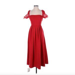 NWT Self Portrait Red Midi Lace Wedding Birthday Christmas Minis Holiday Dress